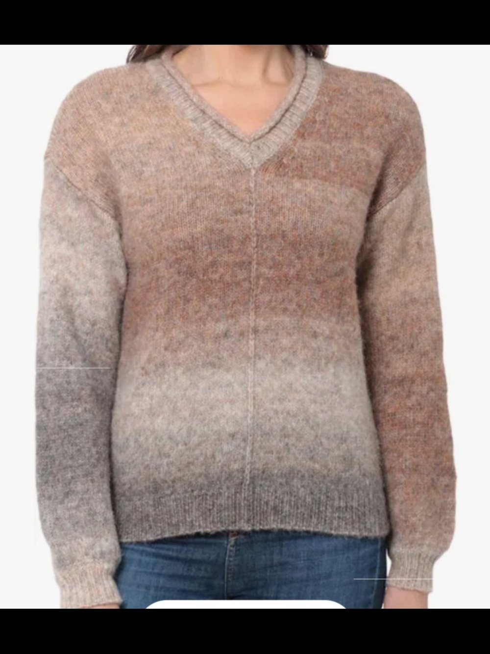 Briggs New York Gradient V-Neck Sweater in Brown and Gray